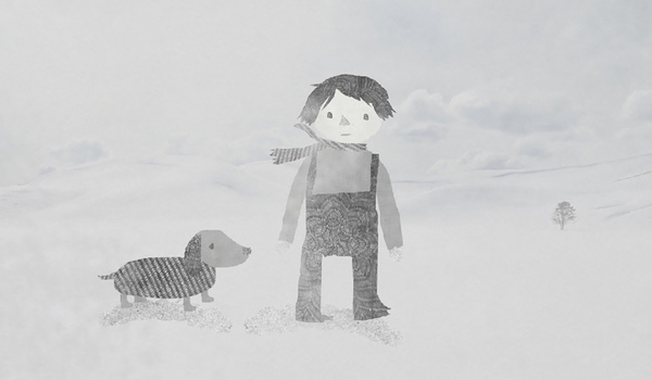 Illustration of boy in snow