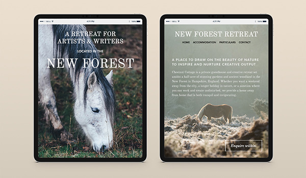 New Forest Retreat website on iPad Pro